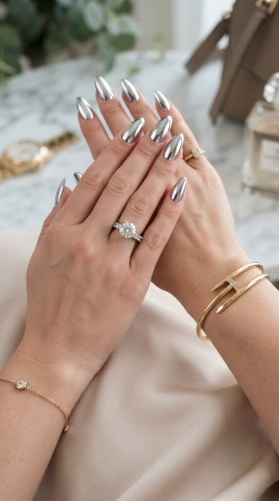Chrome Mirror Nail Art
