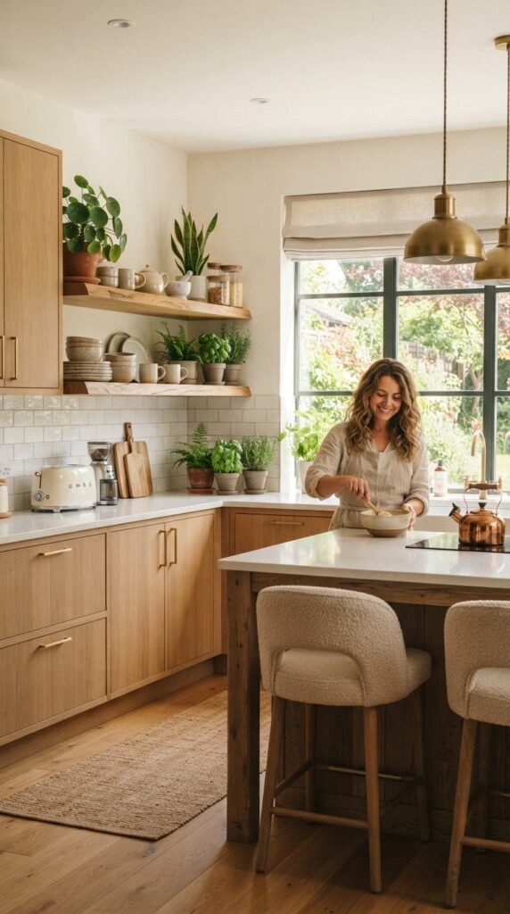 Oak Kitchen with Open Shelving