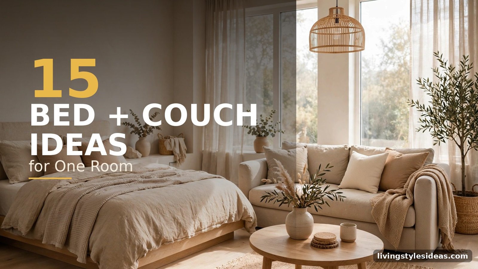 15 Bed and Couch in One Room Ideas