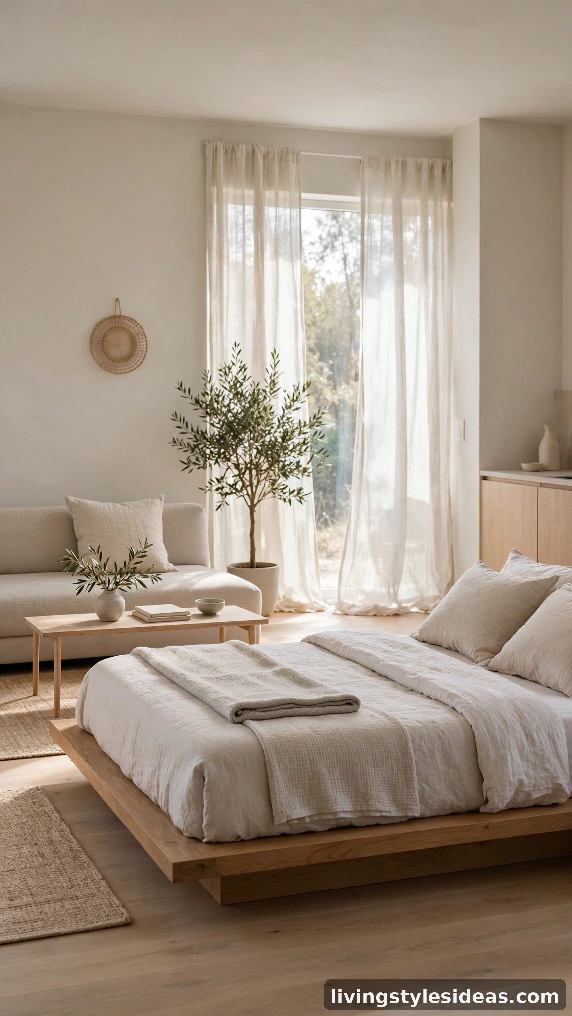 Low-profile airy furniture keeping a studio feeling open