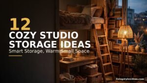 Cozy studio apartment with smart storage ideas and hidden compartments