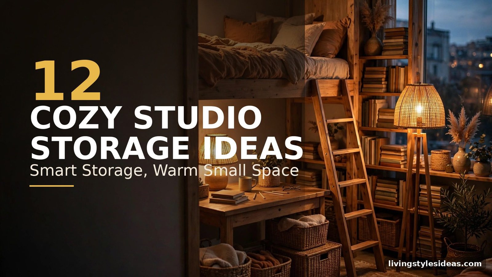 Cozy studio apartment with smart storage ideas and hidden compartments